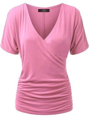 Women's T Shirt Pink V Neck Short Sleeve Dressy Summer Comfort Comfort Drape